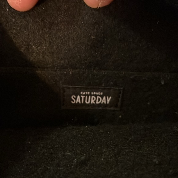 Kate Spade Saturday wool felt black patent leather tote 14” x 14” - Picture 1 of 6